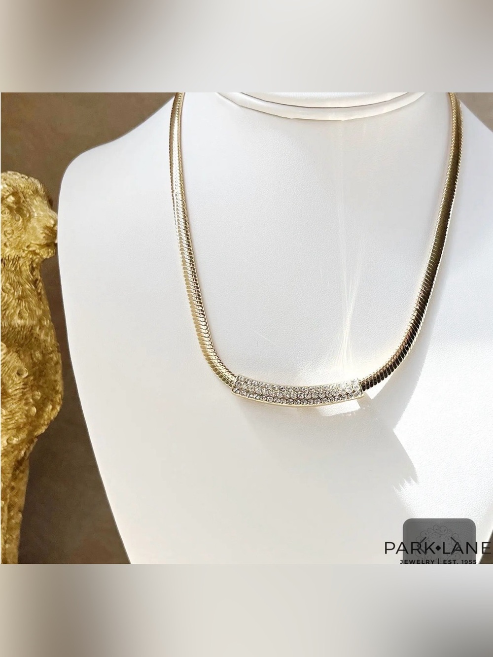 Park Lane “Cobra” Gold Tone Snake Chain Necklace with Rhinestone Accent!